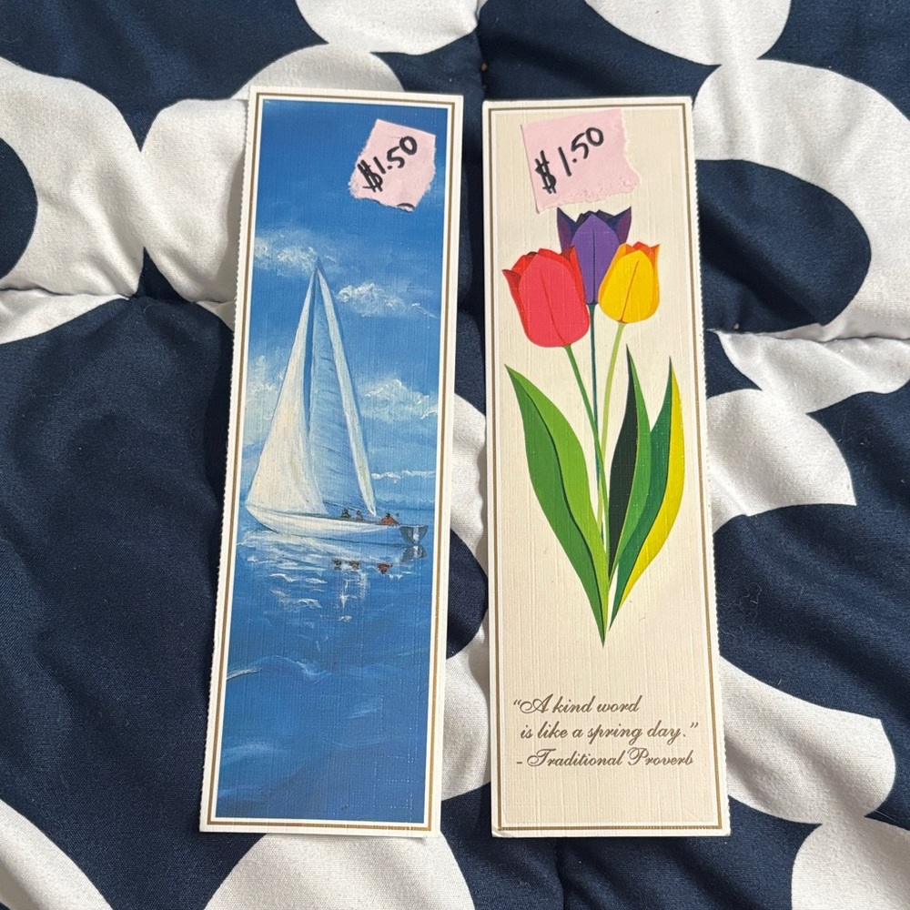 Sailboat and Tulip Art Bookmarks